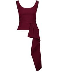 Roland Mouret - Burgundy Wide Strap Fitted Drape Top - Lyst