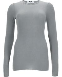 MSGM - Ribbed Long-Sleeve Knitted Top - Lyst