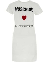 Moschino - Logo Printed Crewneck Mini T-Shirt Dress - Lyst