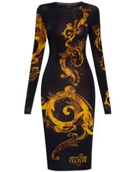 Versace Jeans Couture - Couture Watercolour Couture Long-Sleeved Midi Dress - Lyst