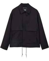 Y-3 - Cropped Collared Overshirt Jacket - Lyst