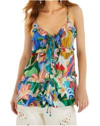 FARM Rio - Ruffled Floral-Print Top - Lyst