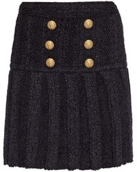 Balmain - Buttoned Pleated Skirt - Lyst
