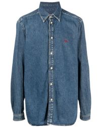 DIESEL - Logo Embroidered Denim Shirt - Lyst