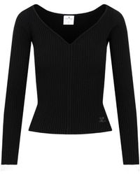 Courreges - Courrèges Long Sleeved V-Neck Jumper - Lyst