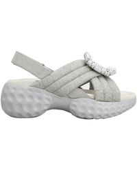 Roger Vivier - Crystal-Buckle Jersey Sandals - Lyst