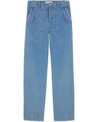Maison Kitsuné - Maison Kitsuné Fox Embroidered Wide-Leg Jeans - Lyst