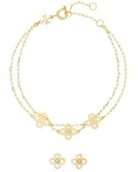 Tory Burch - Clover-Logo Earrings And Bracelet Set - Lyst