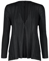 Pleats Please Issey Miyake - Pleated Shawl-Collar Jacket - Lyst