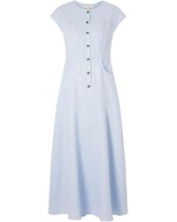 Saloni - Sierra Linen Midi Dress - Lyst