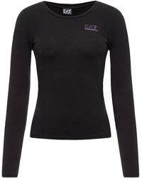 EA7 - Round Collar And Long-Sleeved T-Shirt - Lyst