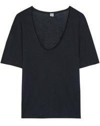 TOTEME - Scoop-Neck Cotton And Silk-Blend T-Shirt - Lyst