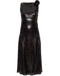 ROTATE BIRGER CHRISTENSEN - Sequins Midi Flared Dress Dark - Lyst