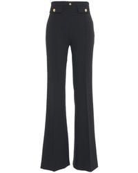 Elisabetta Franchi - Logo Rivet Stretch Crepe Palazzo Trousers - Lyst