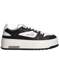 Moschino - Heart-Print Lace-Up Sneakers - Lyst