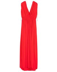 Lanvin - V-Neck Gathered-Detail Maxi Dress - Lyst