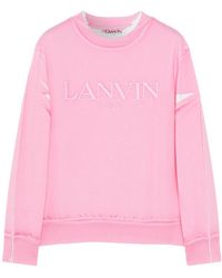 Lanvin - Logo Embroidered Crewneck Sweatshirt - Lyst