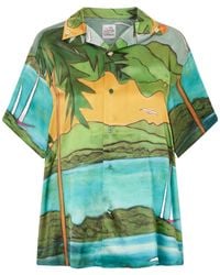 Donde Esteban - Magdalena Printed Silk-Blend Satin Shirt - Lyst