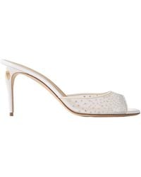 Jennifer Chamandi - Guido 85 Satin-Trimmed Crystal-Embellished Mesh Sandals - Lyst