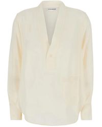 Victoria Beckham - Blouse With V-Neck And Long Sleeves - Lyst