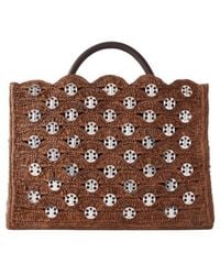 Rabanne - 1969 Disc-Embellished Raffia Tote Bag - Lyst