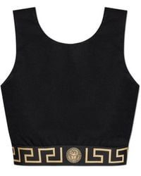 Versace - Greca Border Sleeveless Cropped Top - Lyst