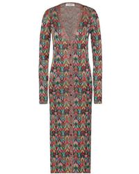 Valentino - Jacquard Optical-Pattern Lurex Long Cardigan - Lyst