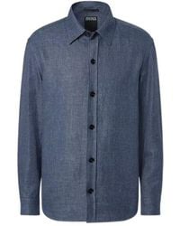ZEGNA - Textured Long-Sleeve Shirt - Lyst