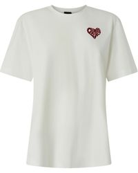 Pinko - Heart Print Crewneck T-Shirt - Lyst