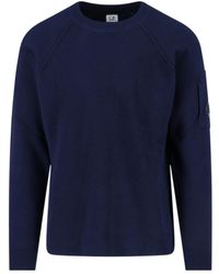 C.P. Company - Minimalist Wool Sweater With Subtle Logo Patch - Lyst