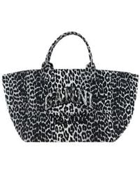 Ganni - Leopard Printed Sequinned Xxl Tote Bag - Lyst