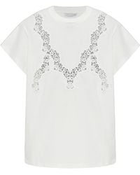Stella McCartney - Lace-Detailed Crewneck T-Shirt - Lyst