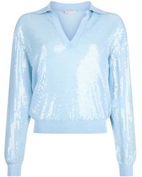 Liu Jo - Sequined V-Neck Knit Sweater - Lyst