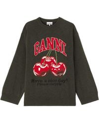 Ganni - Oversized Graphic Jumper - Lyst