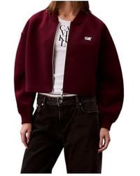 Calvin Klein - Logo-Detail Balloon-Sleeve Bomber Jacket - Lyst