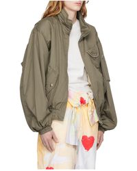 OPEN YY Satin Cargo Bomber Jacket in Black | Lyst