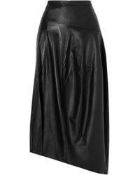 Tibi - Asymmetric Leather Midi Skirt - Lyst