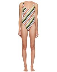 Jean Paul Gaultier - Diagonal Striped One-Piece Swimsuit - Lyst