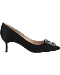 Manolo Blahnik - Hangisi Embellished Satin Pumps - Lyst
