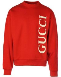 Gucci - Logo Print Crew Neck Sweatshirt - Lyst