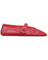Alaïa - Alaïa Fishnet Buckled Ballet Flats - Lyst