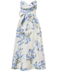 Rebecca Vallance - Bluebell Draped Floral Midi Dress - Lyst
