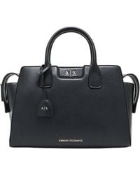 ARMANI EXCHANGE - Saffiano-Effect Logo-Plaque Tote Bag - Lyst
