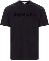 McQueen - Flocked Mcqueen Logo T-Shirt - Lyst