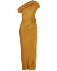 Galvan London - Off-The-Shoulder Draped Satin-Jersey Maxi Dress - Lyst