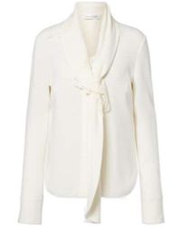Oscar de la Renta - Lace-Trimmed Silk-Blend Georgette Blouse - Lyst