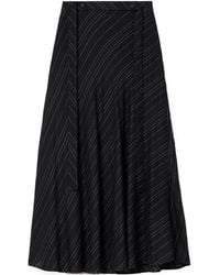 Proenza Schouler - Kaia Belted Striped Voile Midi Skirt - Lyst