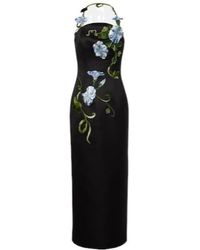 Leo - Floral-Appliqué Halterneck Gown - Lyst
