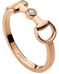 Gucci - Horsebit Diamond 18K Ring - Lyst