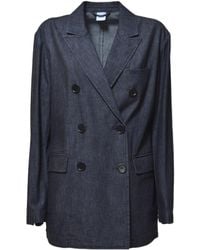 Aspesi - Double-Breasted Long Sleeved Denim Blazer - Lyst
